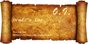 Ormós Ida névjegykártya